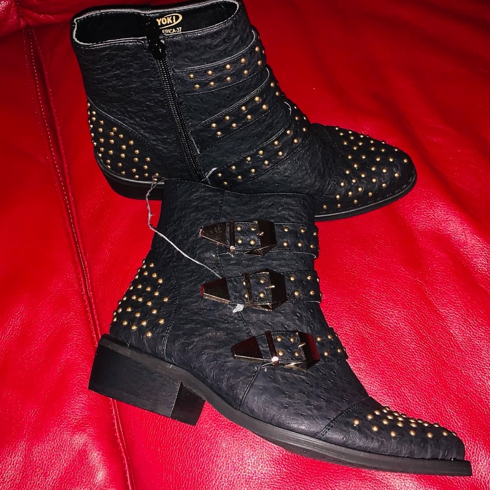 Buckle and stud booties
